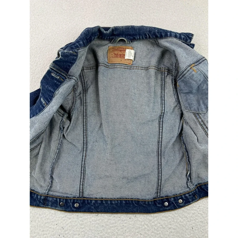 Levis Denim Jacket Youth Medium Blue Jean JR Trucker Button Front 7555CR 28352